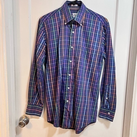 Peter Millar rainbow plaid long sleeve button up shirt weekender finish - Picture 1 of 5
